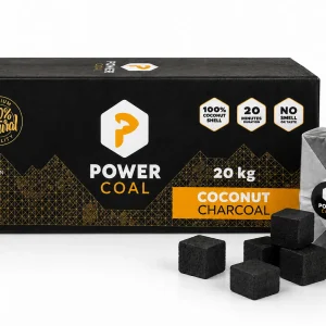 Power Coal Shisha Kohle 20kg Premium Kokoskohle 27mm 20x1kg 54 Würfel Naturkohle